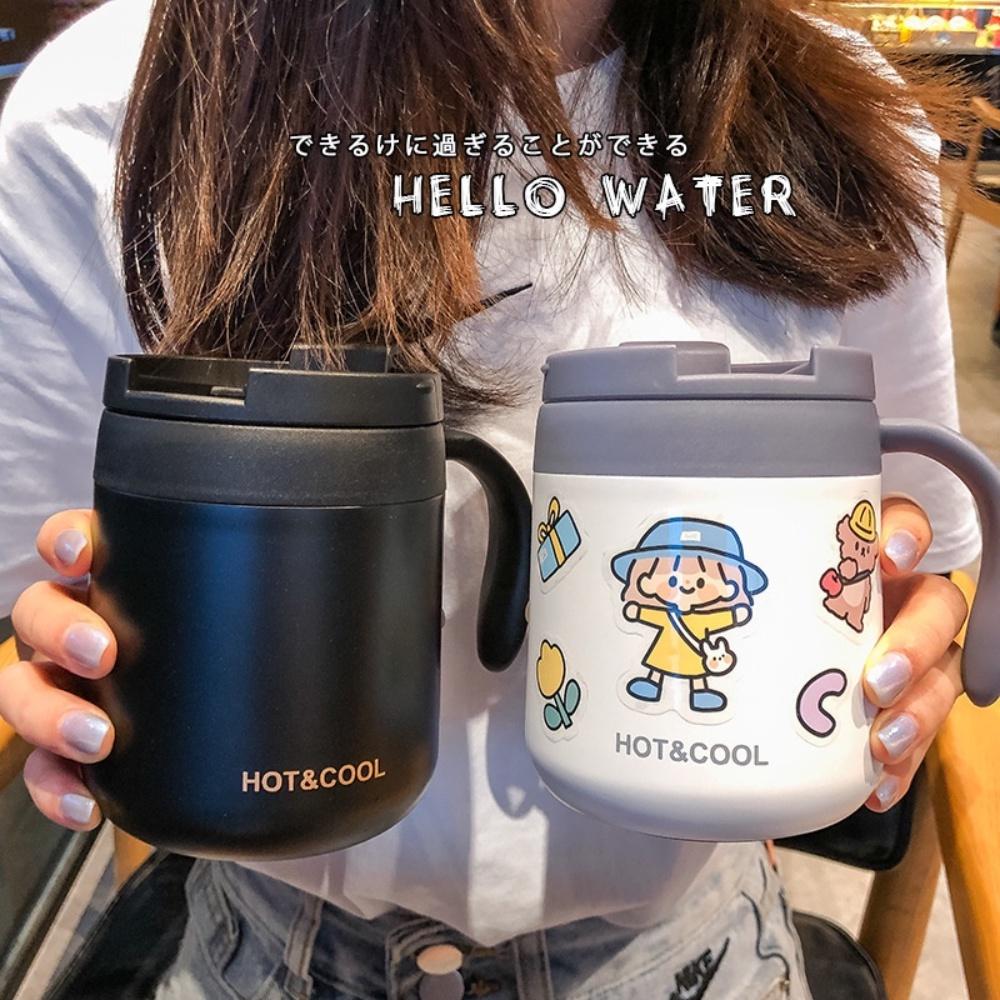 Cốc giữ nhiệt văn phòng Hot&Cool có tay cầm dung tích 350ml, chất liệu inox 304 vỏ cao su cao cấp, giữ nhiệt lên đến 12h