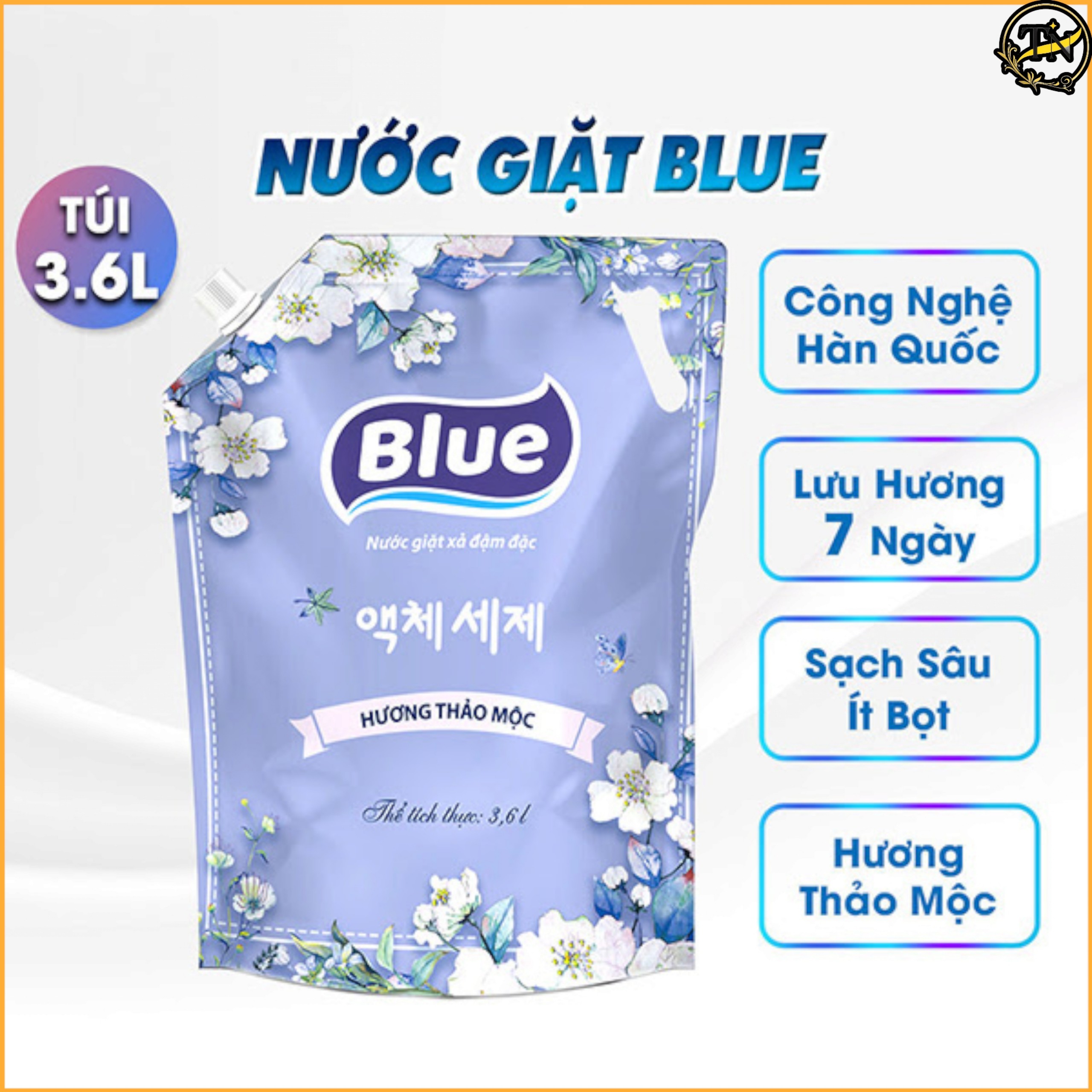 | Xanh or Hồng | Nước Giặt Blue Hàn Quốc Hương Thảo Mộc Túi 2Kg