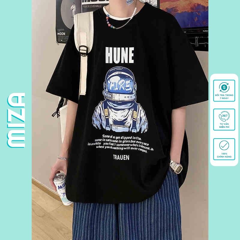 Áo thun nam nữ unisex basic tee form rộng cổ tròn cotton oversize trắng đen ulzzang giá rẻ in cool ngầu freesize HUNE