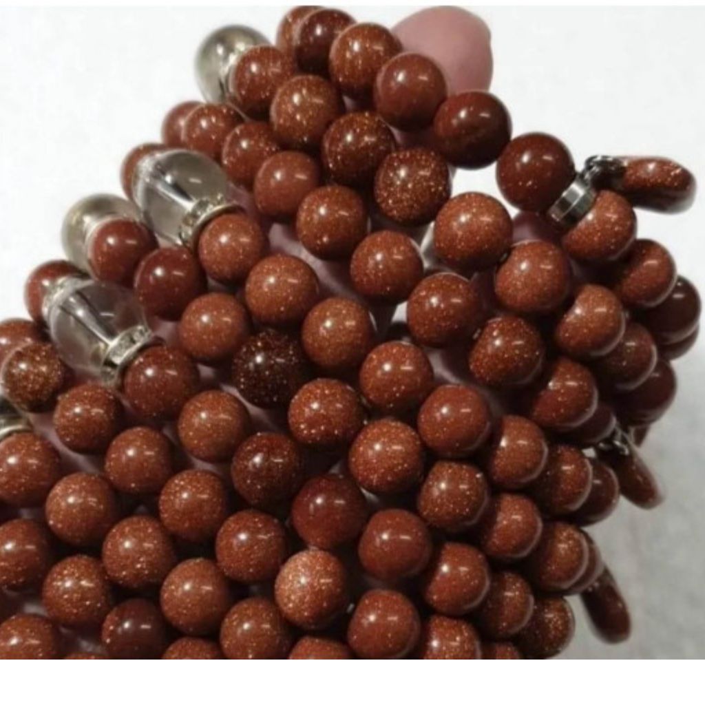 Vòng tay đá Kim Sa mix trái tim- Size đá: 8 mm. Hợp mệnh Thổ- mệnh Kim