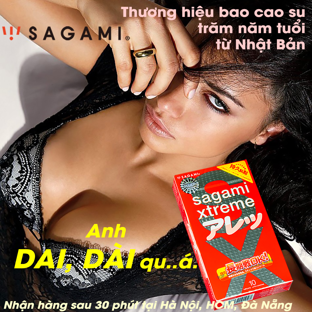 Bao Cao Su Gai Kéo Dài Thời Gian Của Nhật Bản Sagami Xtreme Feel Long (Hộp 10 Chiếc) Không Mùi Cao Su  - Tặng 1 Chiếc BCS Power Men - Che Tên Sản Phẩm