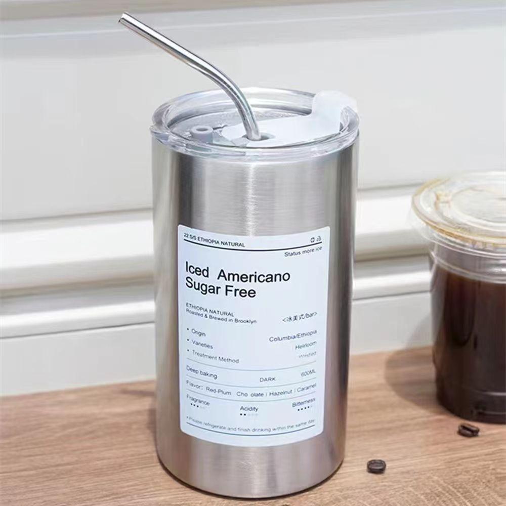 Cốc Giữ Nhiệt, Cốc Uống Nước Iced Americano Inox 304 Có Ống Hút Ly Uống Coffee 600ML Giữ Nhiệt 6-8 Tiếng