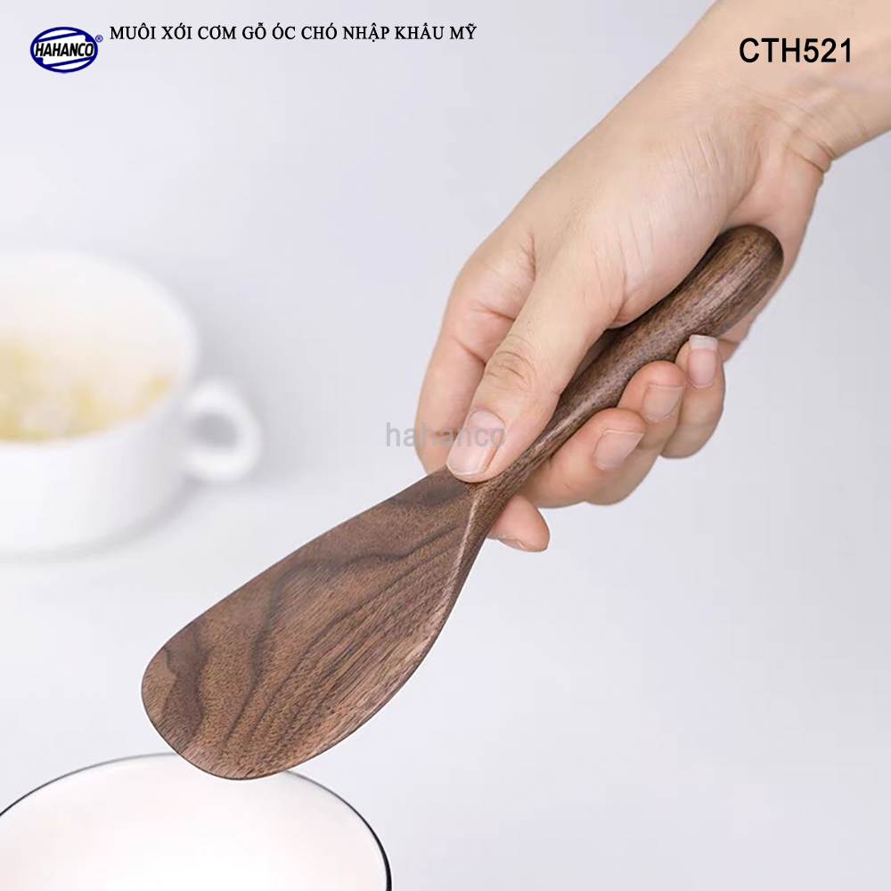 Muôi xới cơm gỗ Óc Chó nhập khẩu Mỹ dáng tròn Muôi Đa năng - có thể chiên xào chịu nhiệt độ cao
