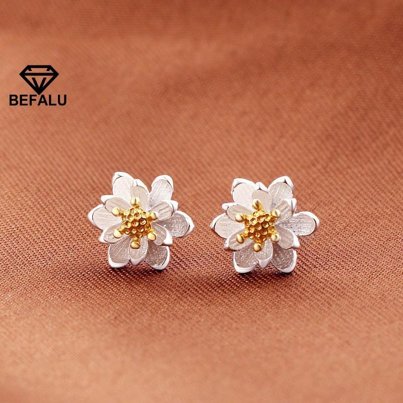 Khuyên Tai Nữ Bạc 925 Hình Bông Hoa BEFALU - BT36