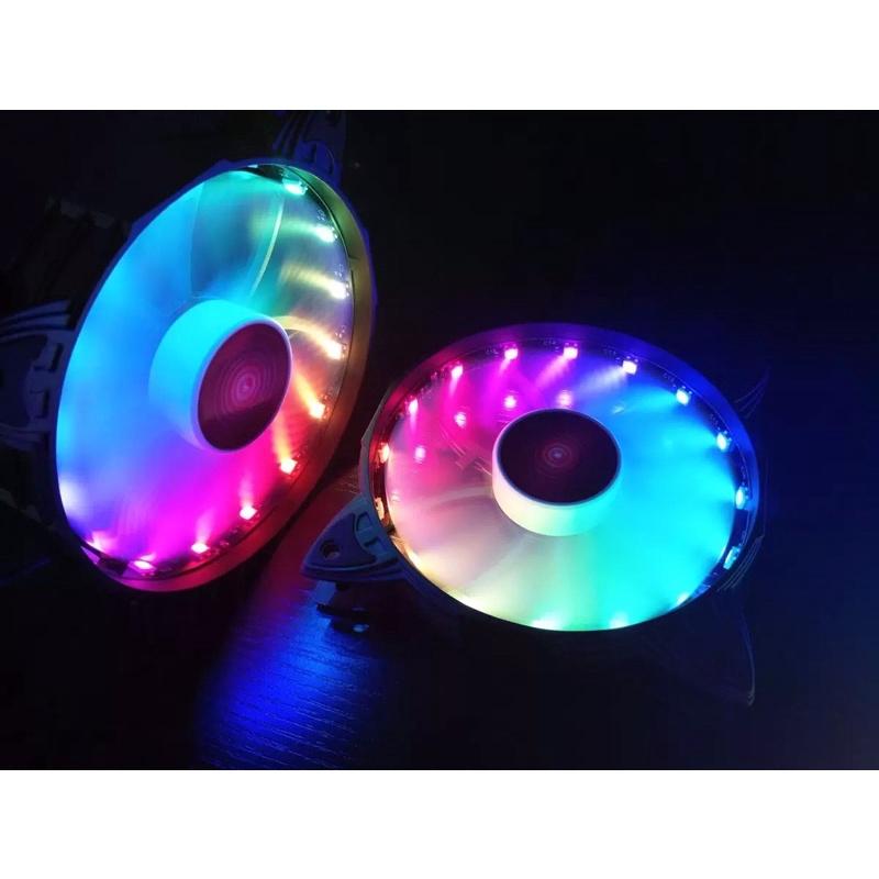 Quạt tản nhiệt Coolmoon LED RGB tự động đổi màu, 12cm không đồng bộ HUB - Hàng chính hãng