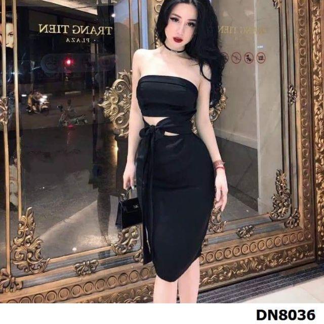 Đầm cúp cột nơ eo