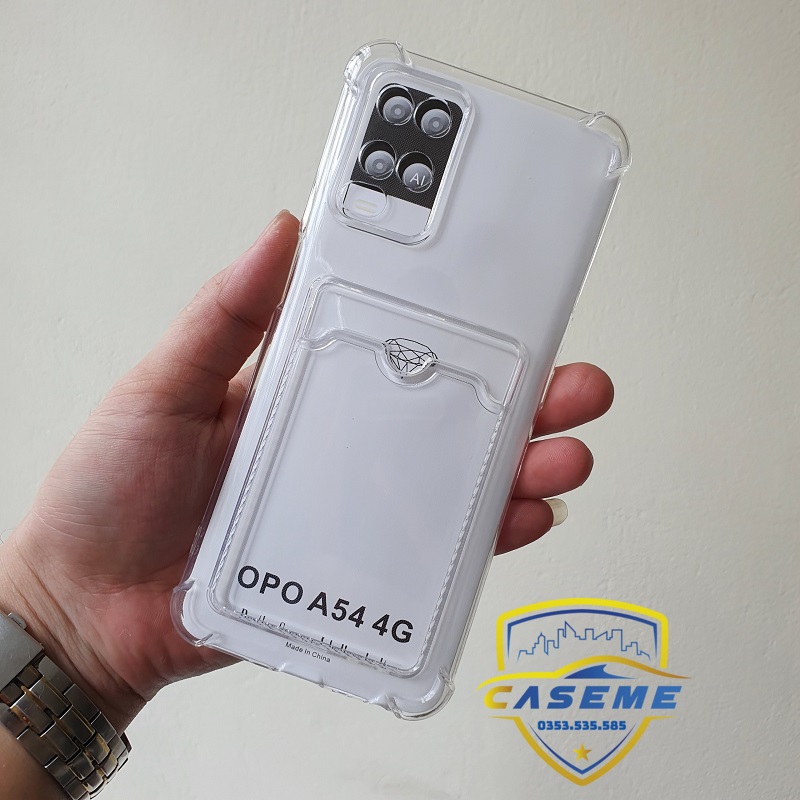 Ốp chống sốc kèm ngăn ví đựng thẻ dành cho OPPO A54 4G silicon trong suốt cao cấp