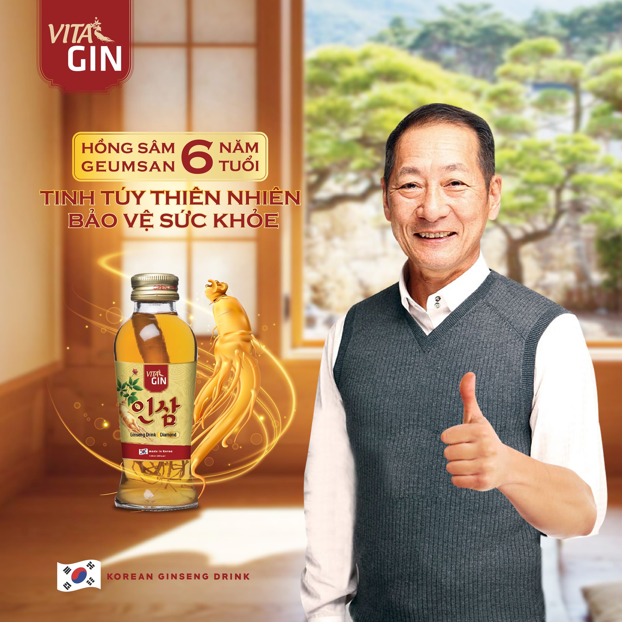 Nước Hồng Sâm Hàn Quốc VITAL GIN DIAMOND (6 chai x 120ml)