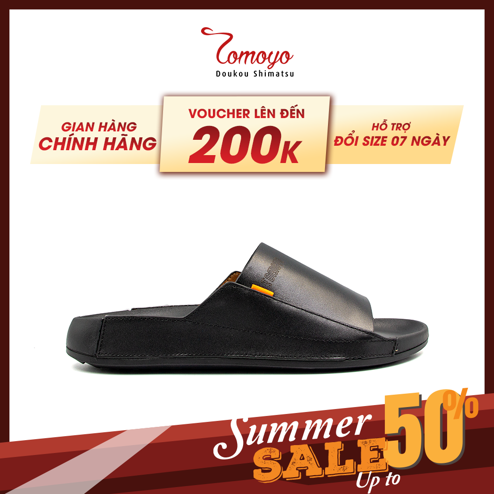 Dép Quai Ngang Nam Da Bò Nappa Cao Cấp Tomoyo TMD309