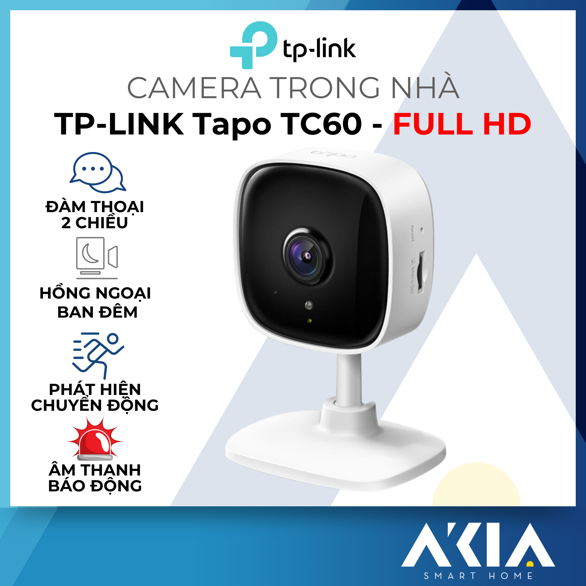 Camera trong nhà TP-Link Tapo TC60 - Full HD, Đàm thoại 2 chiều, Phát hiện chuyển động - HÀNG CHÍNH HÃNG