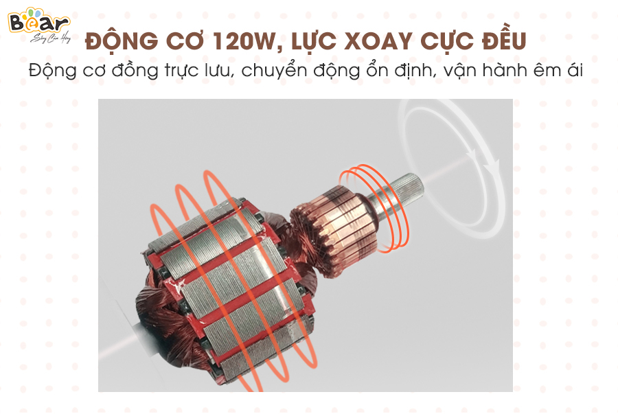 Máy Làm Bánh, Máy Trộn Bột Ủ Bột Lên Men Tự Động BEAR Chống Dính Bột Dung Tích 3.5 Lít Công Suất 120 W - Hàng Chính Hãng