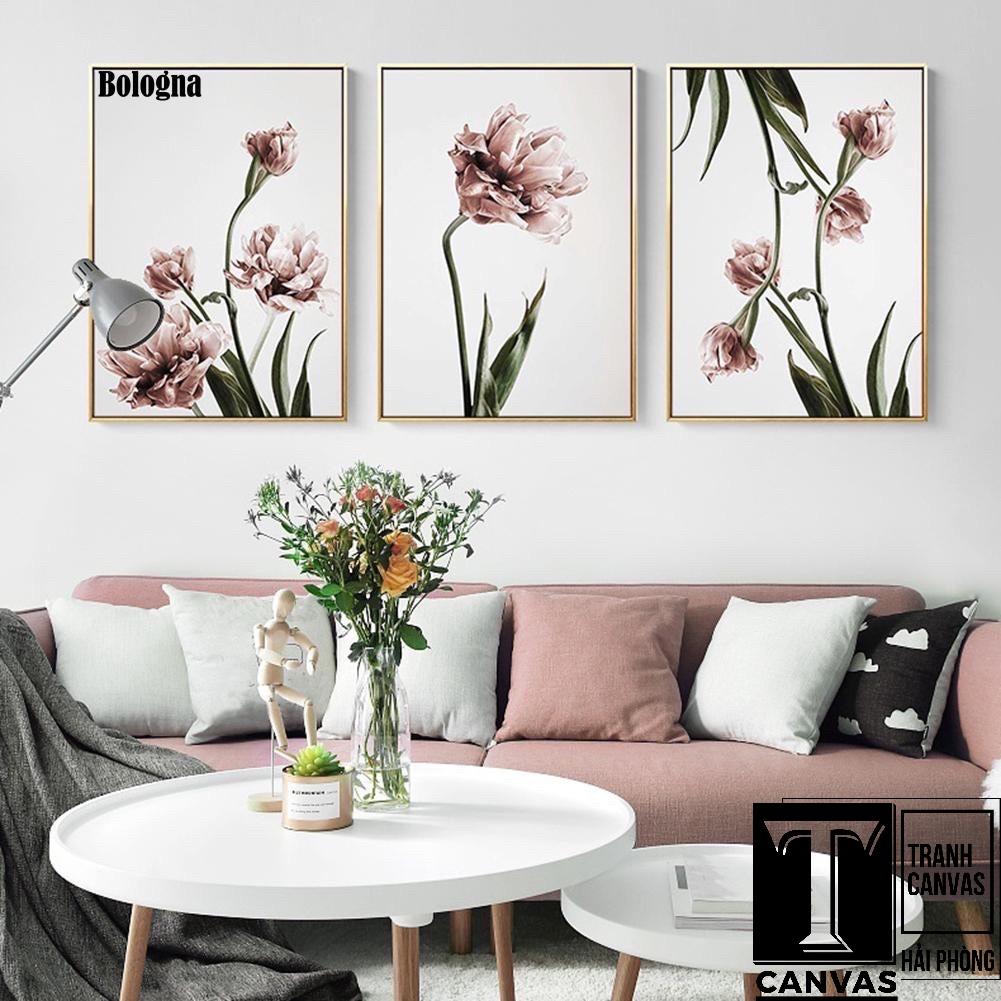 Tranh canvas treo tường phòng khách, tranh hiện đại nghệ thuật cành hoa đẹp H 04-06