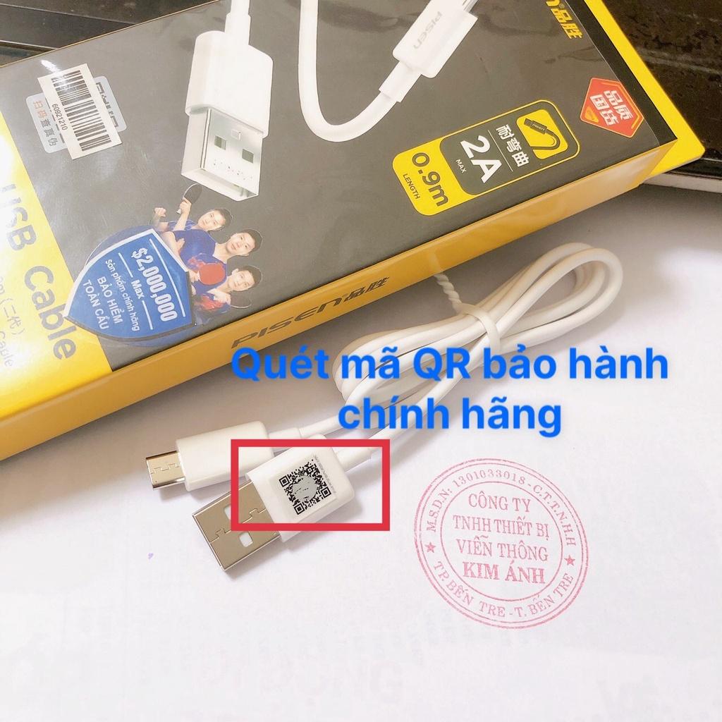 Cáp sạc nhanh Hiệu Pisen Micro USB 2A 900mm , Hàng chính hãng