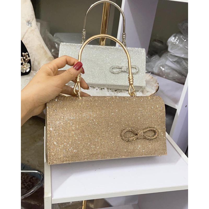 Clutch đi tiệc-ví cầm tay nữ đi tiệc lụa đá trơn- siêu nhẹ