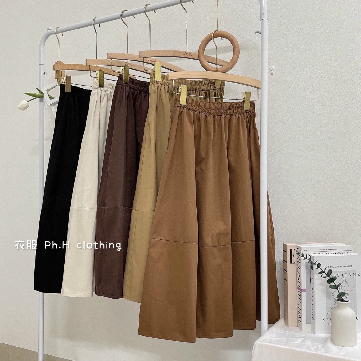 Chân váy chữ A thô midi Quảng Châu cho nữ CV210