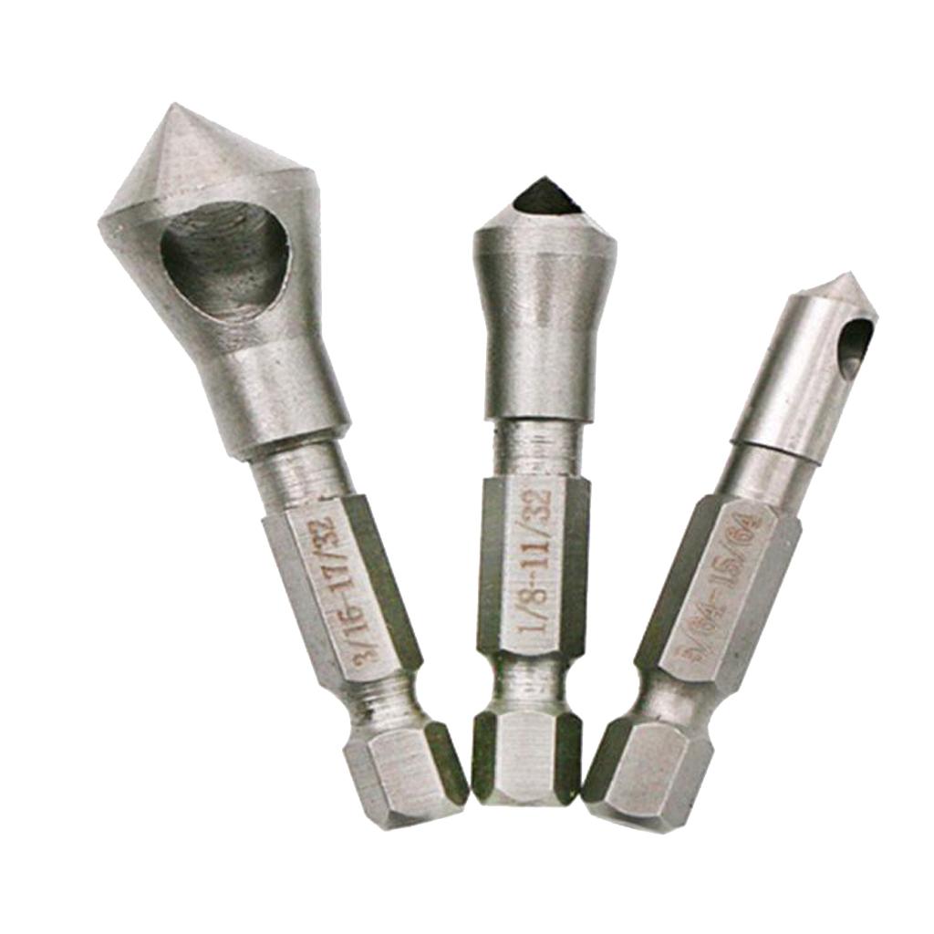 3Pcs Countersink Bits Counter Sink Drilling Wood Screw Power Drill Bits Tool