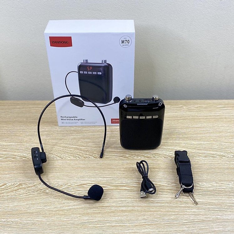 Loa Trợ Giảng Không Dây M70 Kèm Mic Cài Đầu Có Bluetooth 5.1