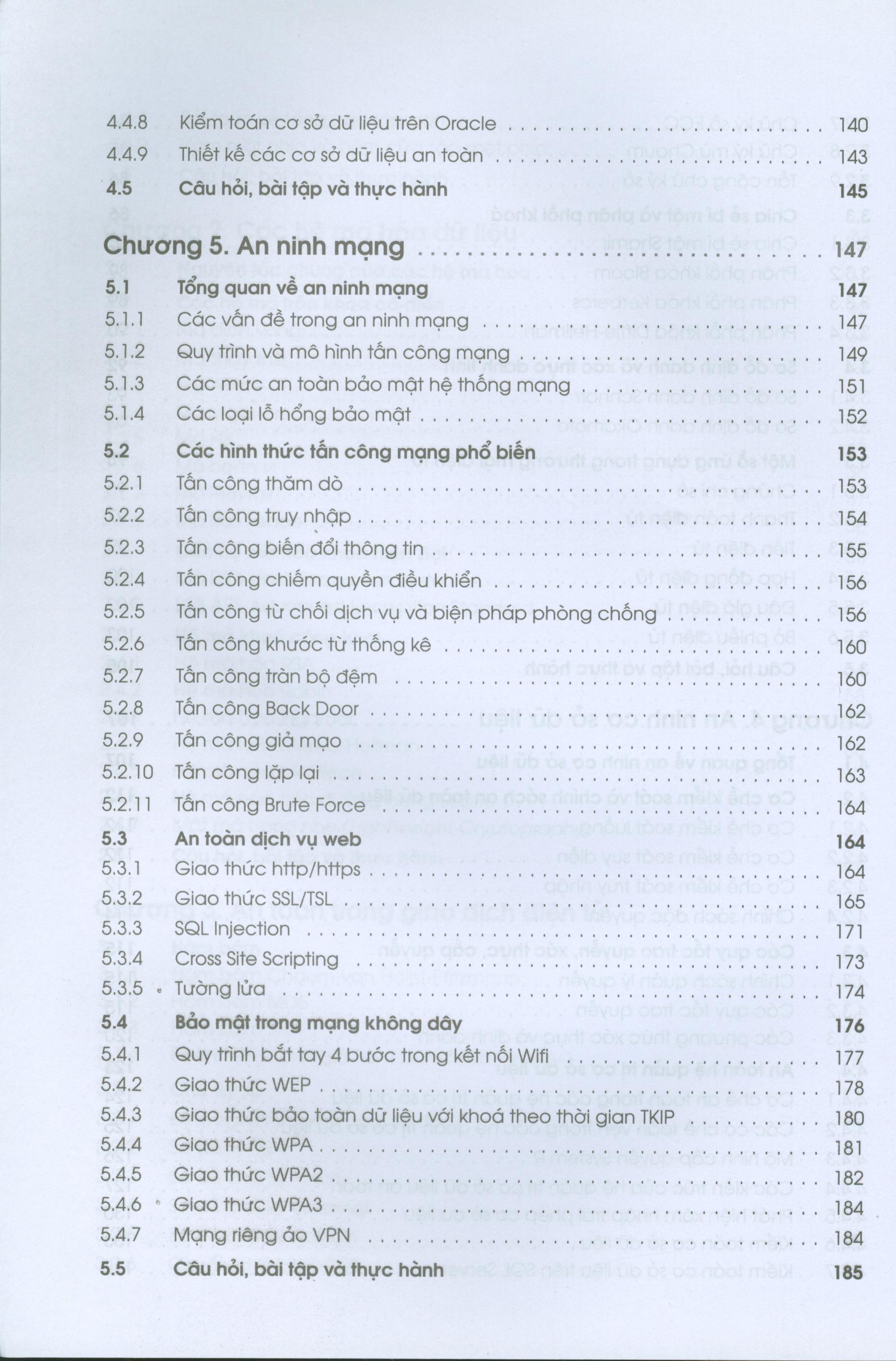 An Toàn Dữ Liệu - Mã Hóa Bảo Mật Thông Tin, An Ninh Cơ Sở Dữ Liệu Và An Ninh Mạng