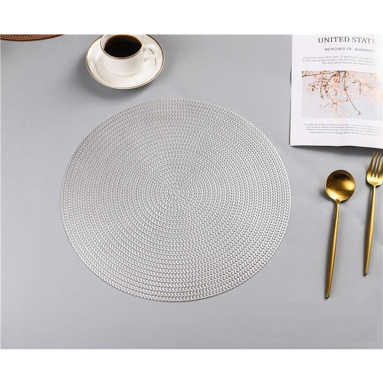 Khăn lót bàn ăn tròn lá nhỏ bạc 7140S WICK