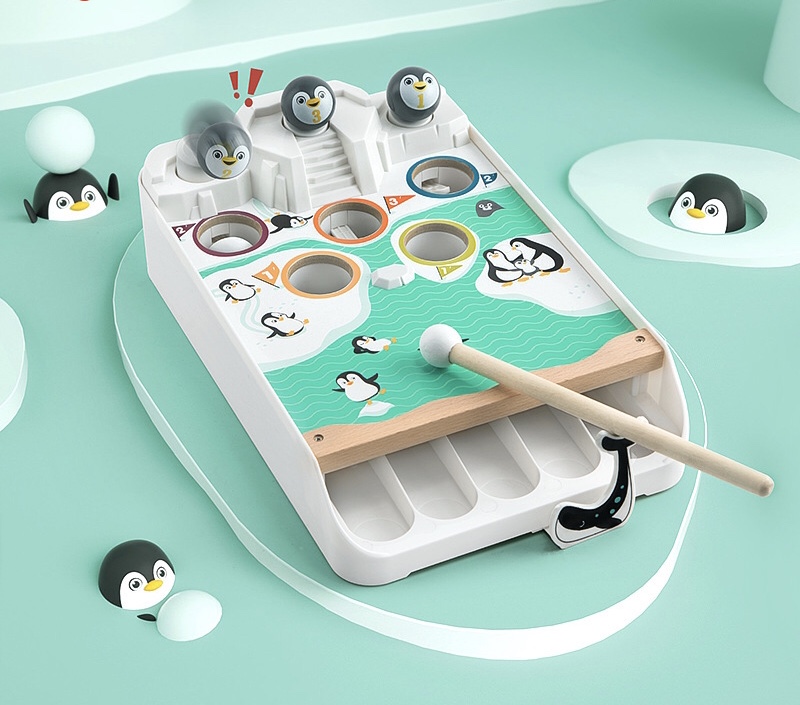 Bộ gỗ đồ chơi bi-a cánh cụt phá băng