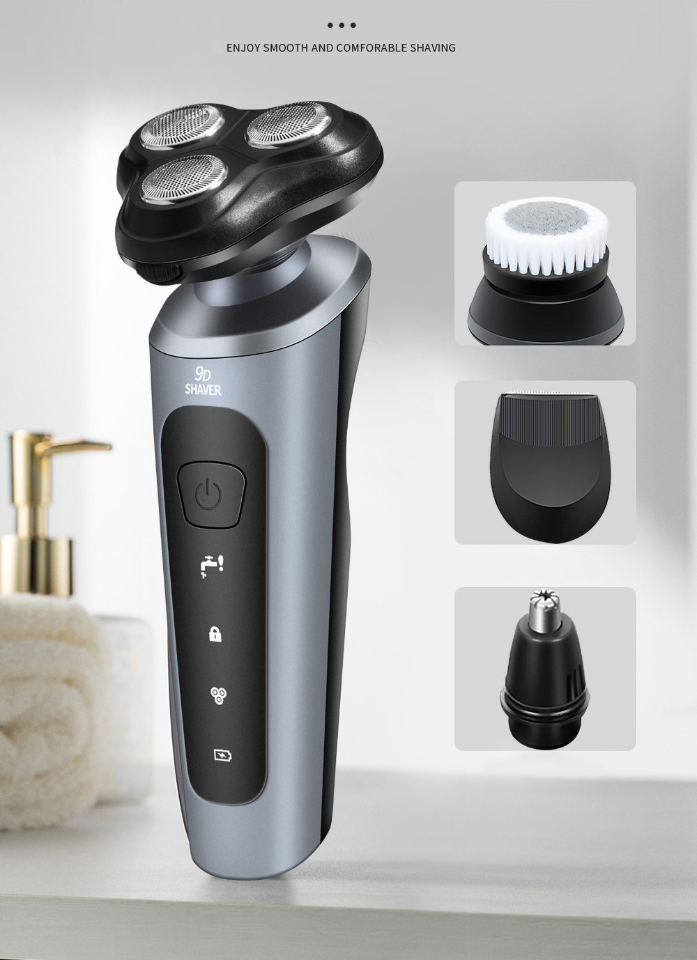 Máy Cạo Râu 9D Shaver 4in1 Kèm 6 Phụ Kiện Cao Cấp