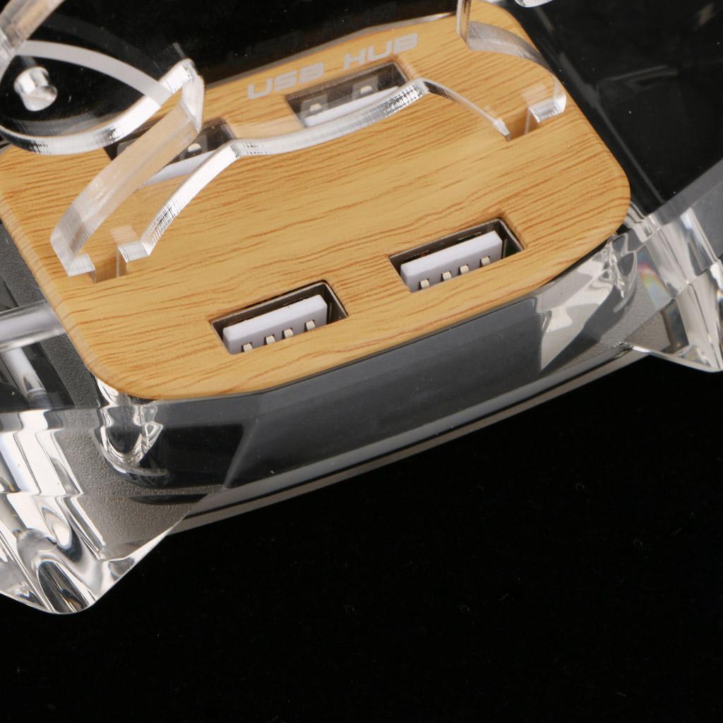 High Speed 4 Port USB 2.0 Multi HUB Splitter Expansion w/Led Light for PC