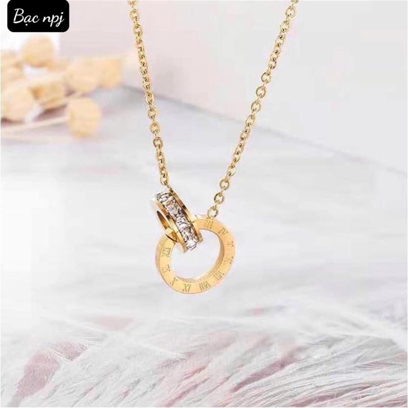 Dây chuyền mặt tròn La mã, vòng cổ liền mặt Bạc Ta - Bạc npj
