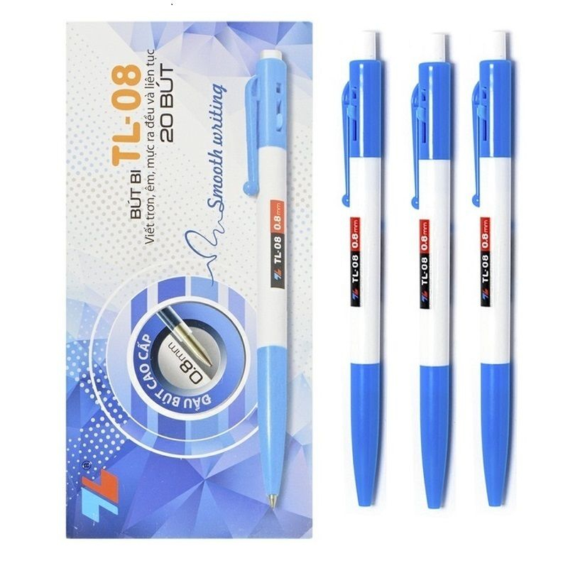 [Hàng chính hãng] Hộp 20 cây bút bi bấm Thiên Long TL-08  / Bút bi Thiên Long TL08 ngòi 0.8mm