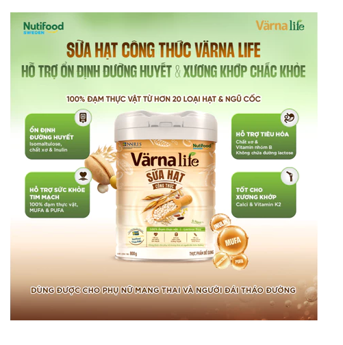 Thực phẩm bổ sung sữa hạt công thức Varna Life 800g