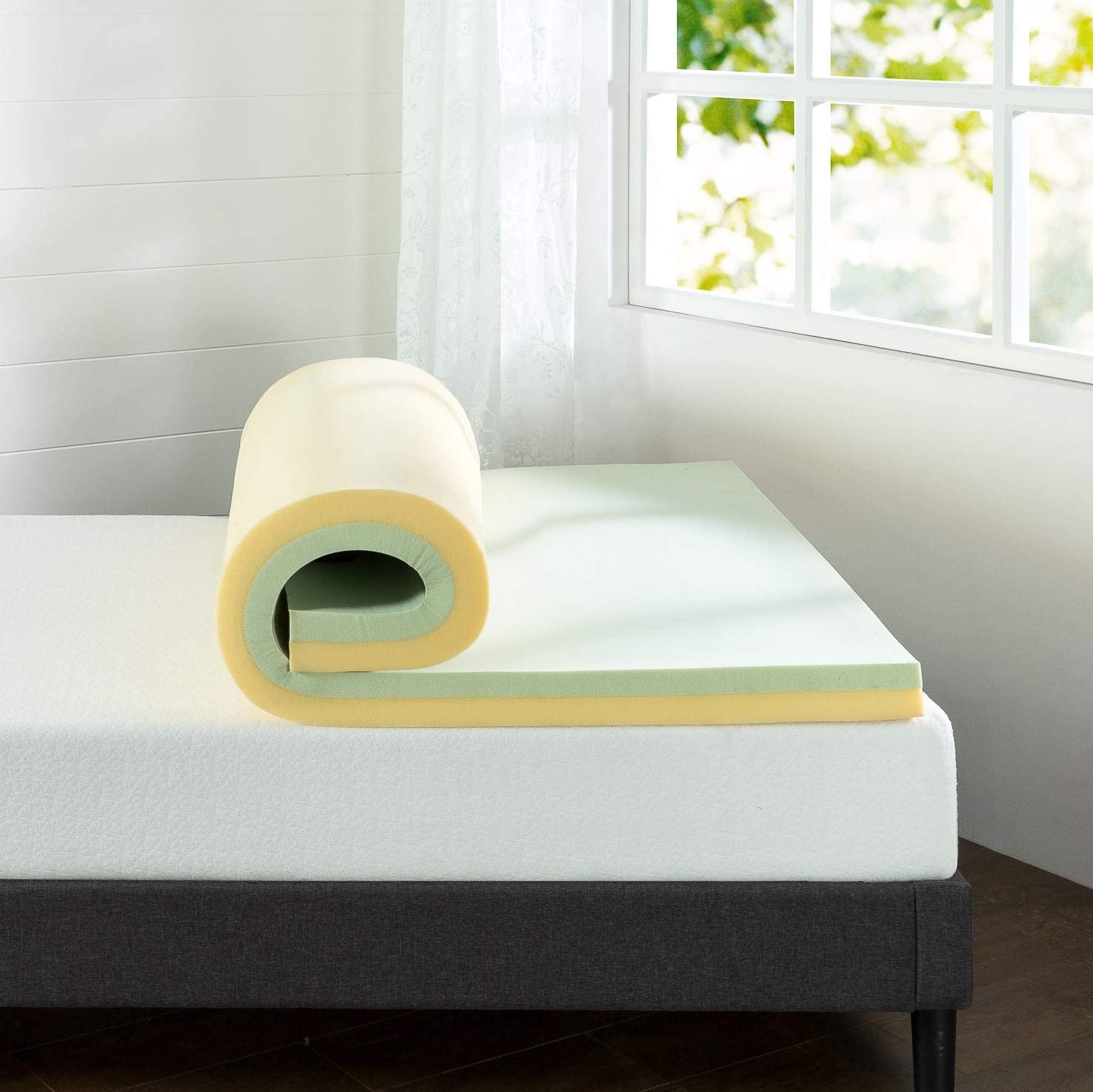 Topper Tấm Tiện Nghi Trà Xanh Gel Mát Làm Mềm Nệm Cao Cấp Zinus - Green Tea Memory Foam 180*200*7.5cm