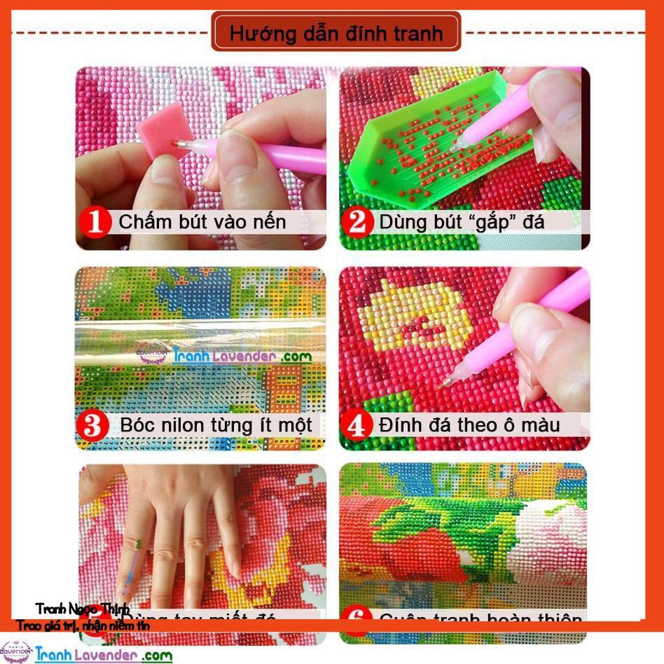 Tranh đính đá cao cấp hoa tulip HỒNG mã LV283- KT: 60X60Cm