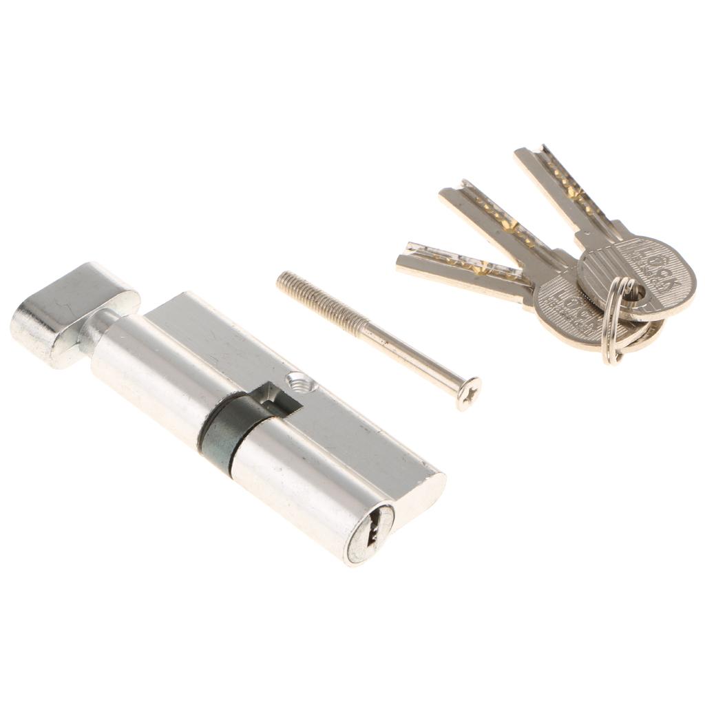 Home 3.35'' Length Silver Tone Aluminum Anti-theft Security Door Lock Core With 3 Keys