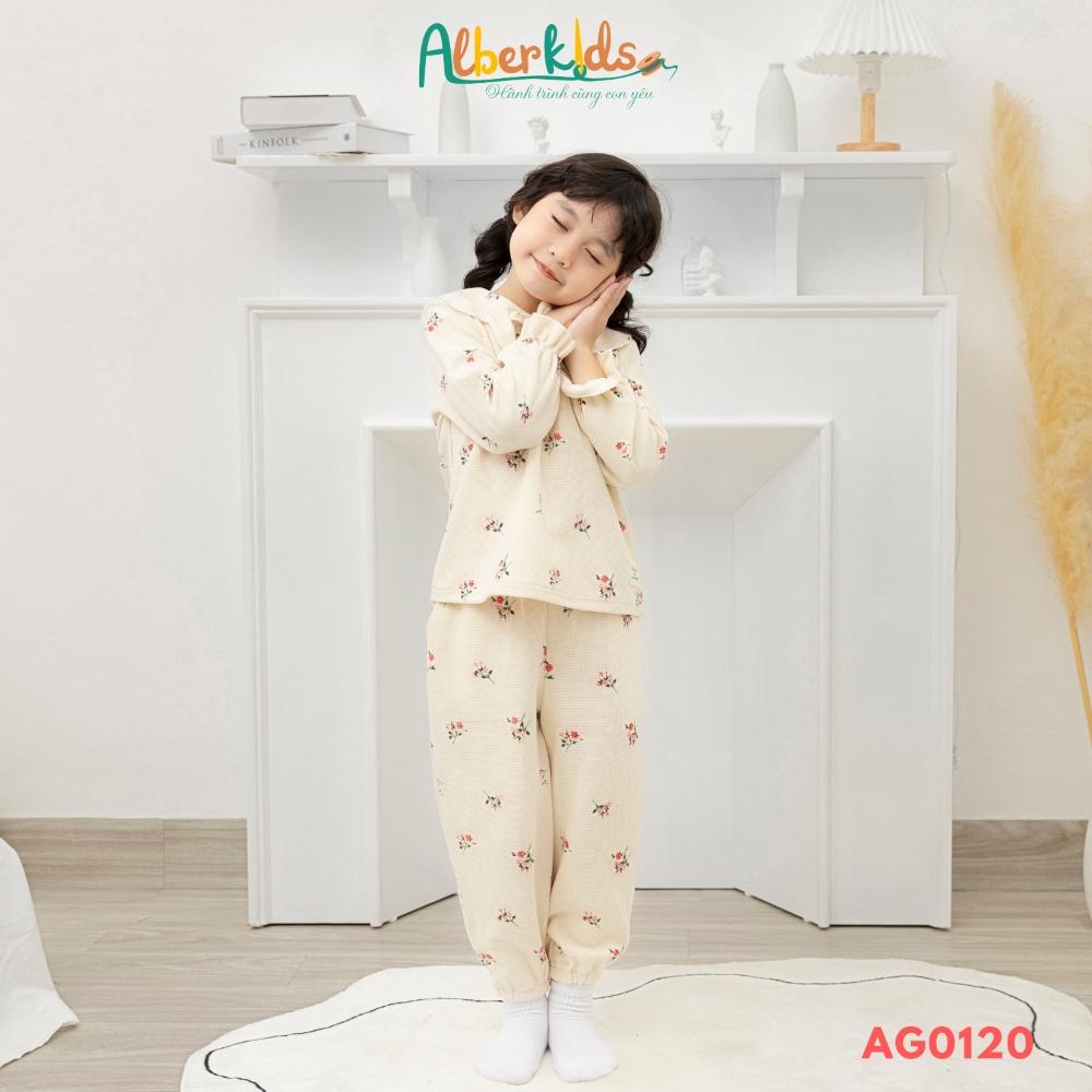 Bộ đồ bé gái ALBER KIDS dài tay cổ cánh sen xinh đẹp cho trẻ em 2,3,4,5,6,7,8,9,10,11,12 tuổi AG0113