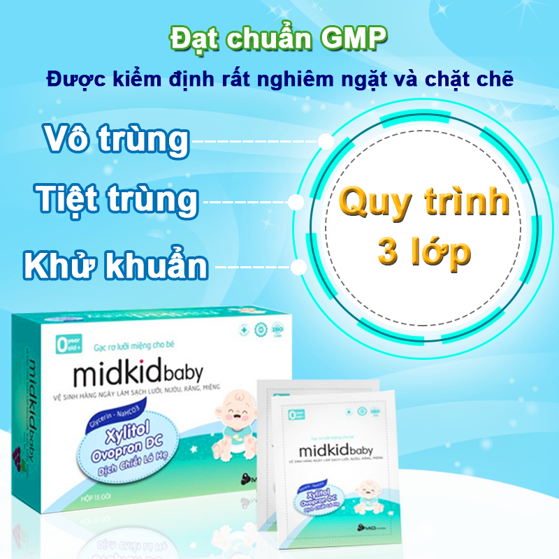 Gạc rơ lưỡi an toàn cho bé Baby-S, Gạc rơ lưỡi Midkid diệt khuẩn đến 99,9% dành cho bé – SI020