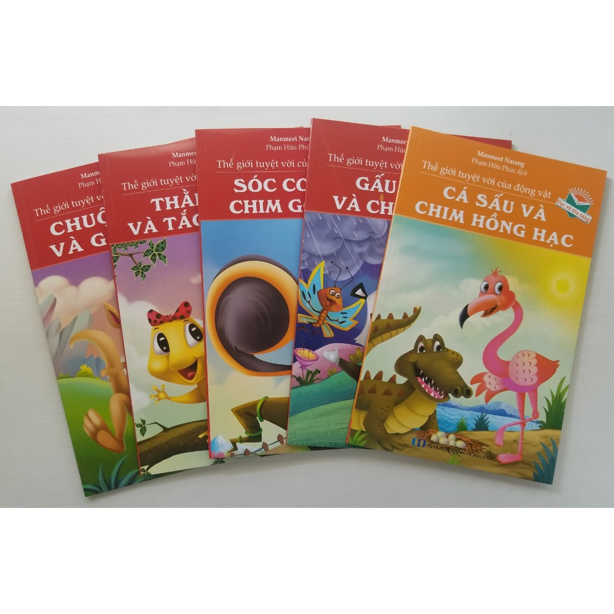 Combo Thế Giới Tuyệt Vời Của Động Vật: Chuột Túi Và Gấu Túi + Thằn Lằn Và Tắc Kè Hoa + Sóc Con Và Chim Gõ Kiến + Gấu Trúc Và Chim Công + Cá Sấu Và Chim Hồng Hạc