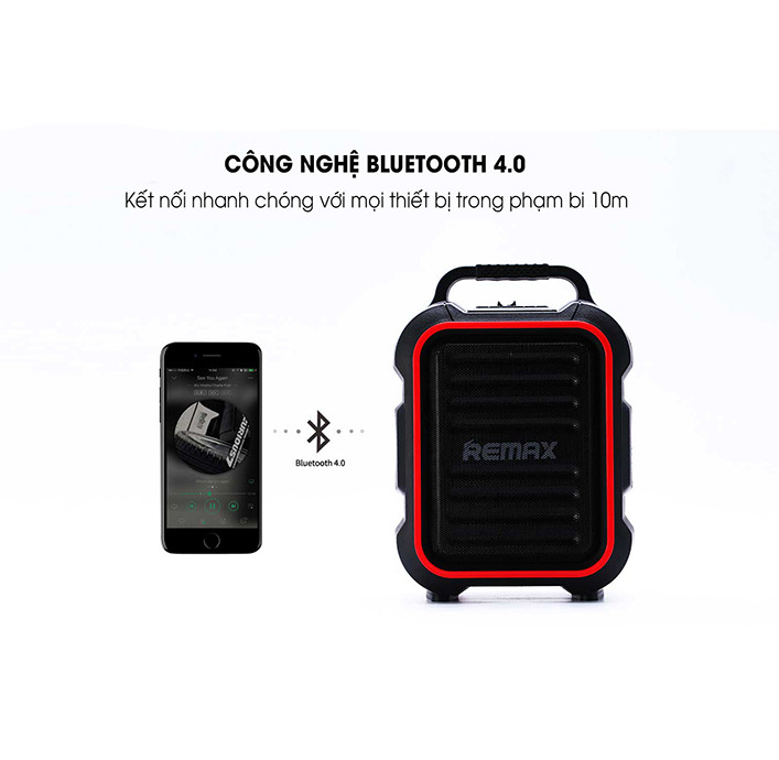 Loa Karaoke Bluetooth Remax RB-X3 có quai xách tặng kèm 1 Micro không dây - Hàng Chính Hãng