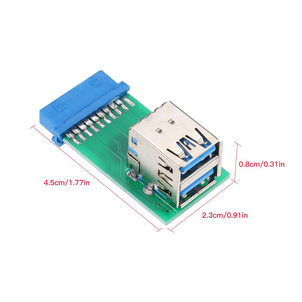 Dual USB 3.0 Type-A Female to Motherboard Adapter Card 20Pin/19Pin Header