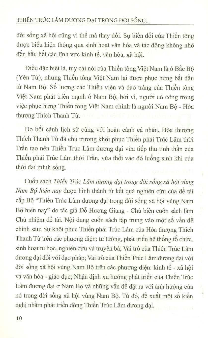 Thiền Trúc Lâm Đương Đại Trong Đời Sống Xã Hội Vùng Nam Bộ Hiện Nay (Sách chuyên khảo)