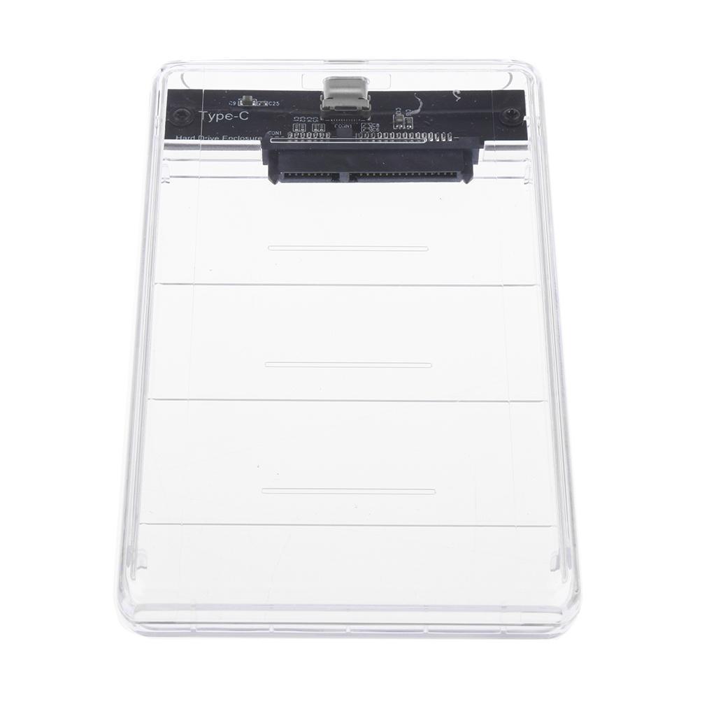 2.5" SATA To USB Type C 3.0 External HDD Hard Drive Enclosure Case Clear