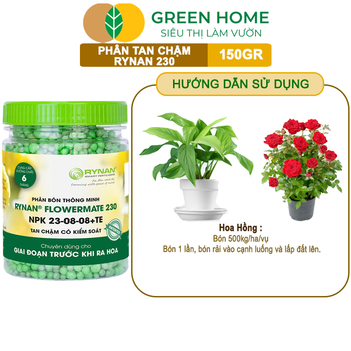 Phân tan chậm Rynan 230, chai 150gr, chuyên kiểng lá, dưỡng lá xanh, sinh trưởng khoẻ |Greenhome
