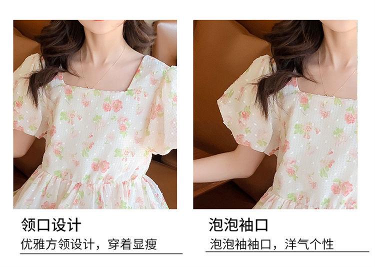 DONGSHOP HOT Cô gái mảnh hoa đầm mùa hè váy 2022 tây cô gái bong bóng tay áo nàng tiên váy váy công chúa trẻ em