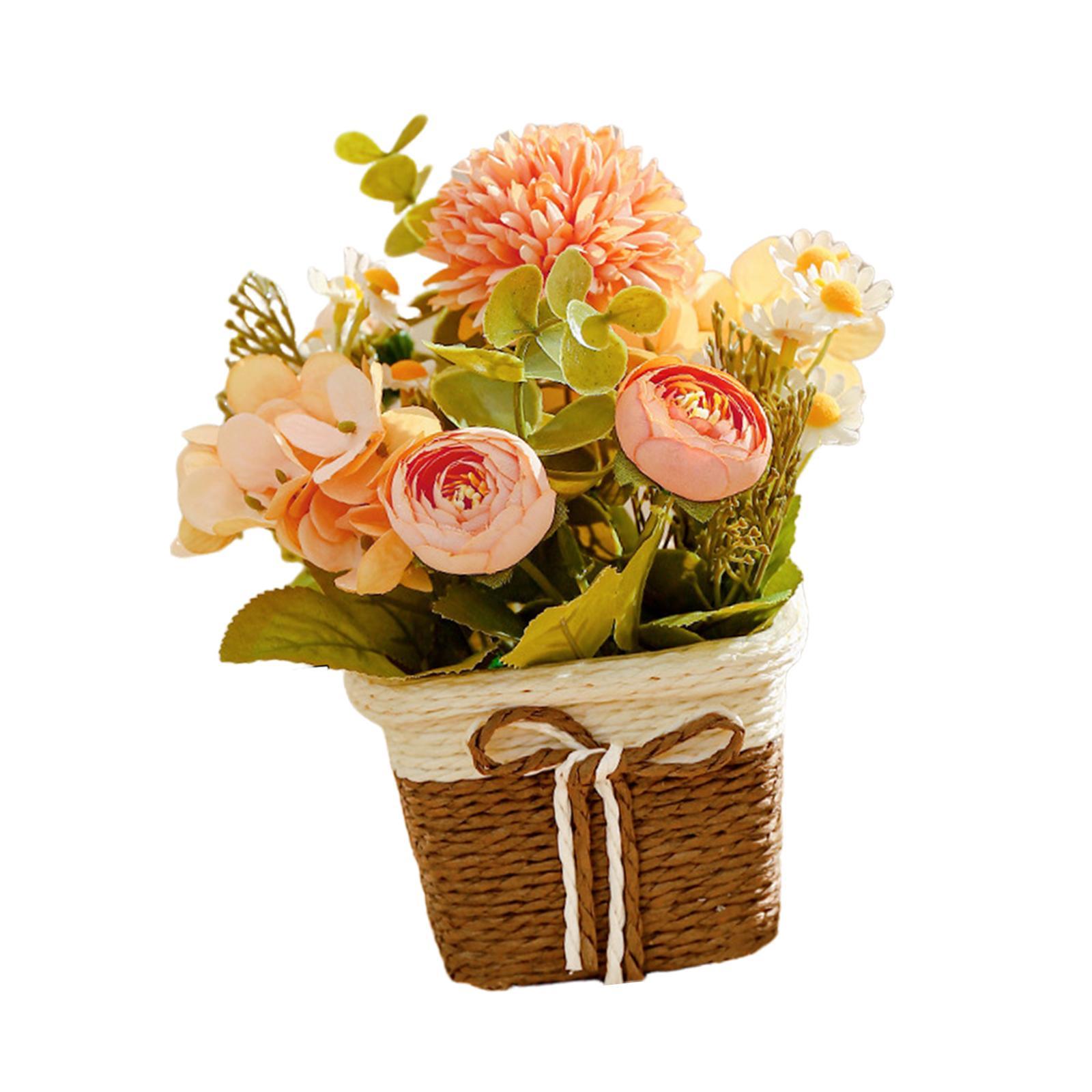 Artificial Potted Flowers Artificial Flowers Bonsai Decorative Centerpieces Table Decor Flower Arrangement for Office Shelf Farmhouse Indoor
