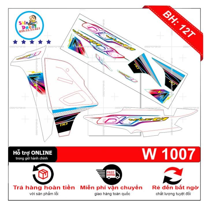 Tem rời wave a 110 dán xe trắng