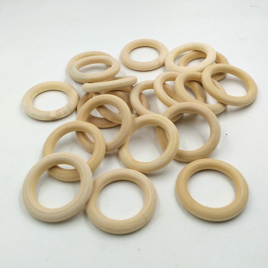 20x Unfinished Wooden Round Ring Wood Circle Loop Pendant Connector 50mm