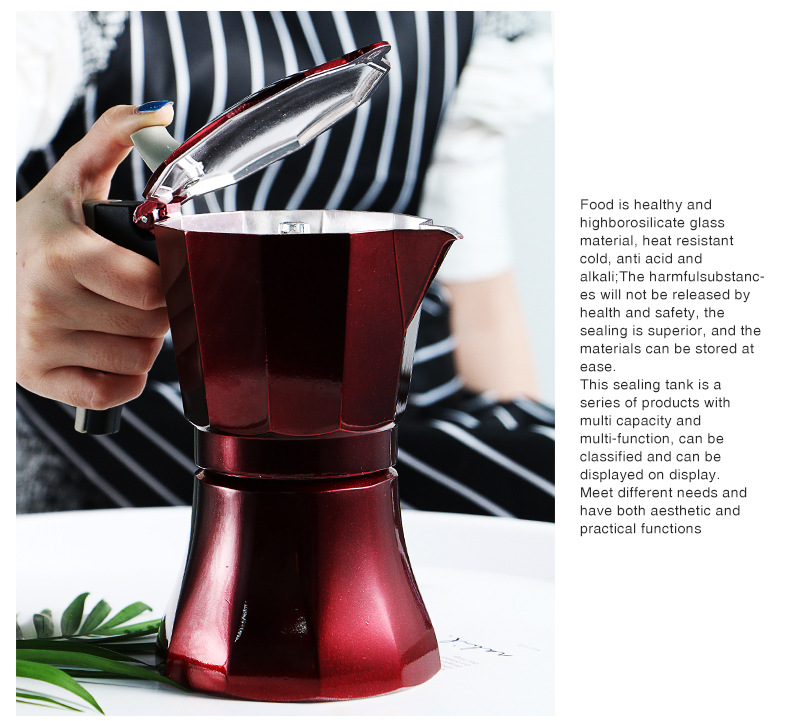 Ấm pha cà phê Moka Pot bằng nhôm, bình pha cà phê kiểu Ý