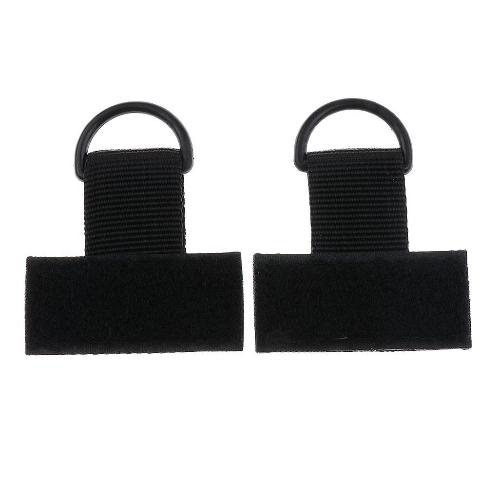 2pcs Outdoor Backpack MOLLE System Nylon Webbing T Hook & Loop D Key Ring Hanging Ring Camping Hiking Accessories