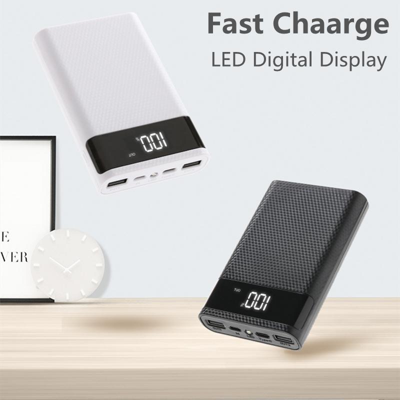 4 pin 18650 DIY Power Bank Case Hộp lưu trữ sạc 5/12V Dual USB Type C Android Giao diện Micro USB cho điện thoại thông minh Màu sắc: Trắng 5V2.1A