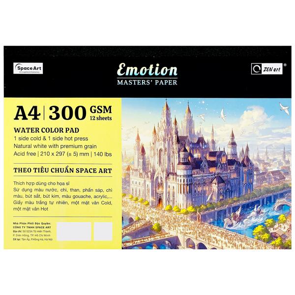 Vở Vẽ Màu Nước Dán Gáy Emotion A4 - 24 Trang - 300gsm - Acmeliae 8460