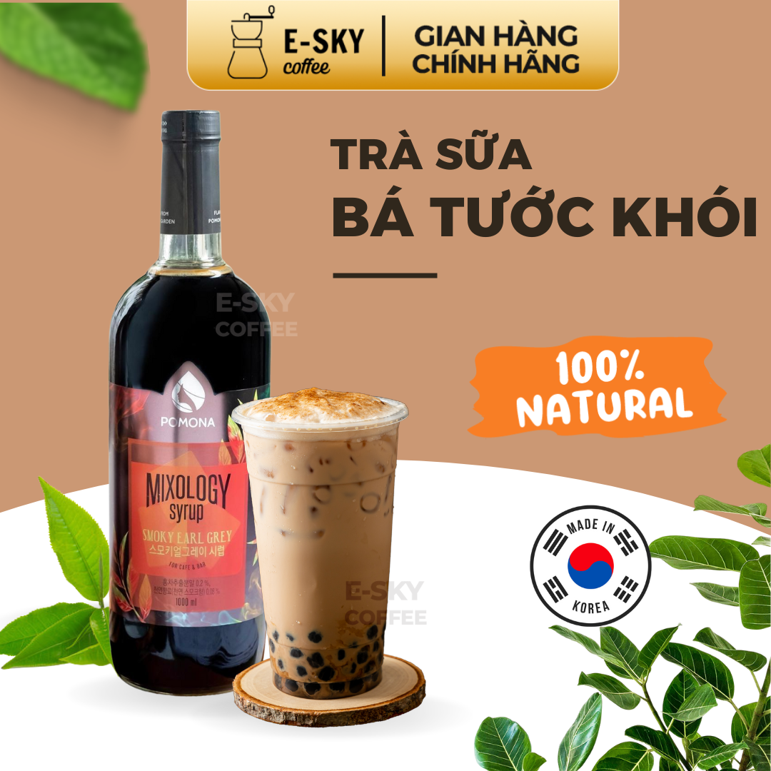 Siro Trà Bá Tước Khói Pomona Smoky Earl Grey Syrup Nguyên Liệu Pha Chế Hàn Quốc Chai Thủy Tinh 1 lít