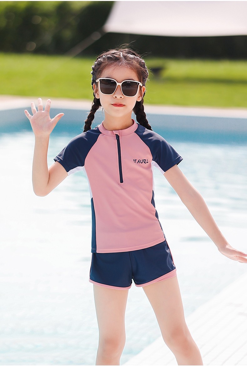 Đồ bơi bé gái size đại 5-14 tuổi rời in chữ hàng YUKE, Bộ bơi cho bé cao cấp vải co giãn cực tốt